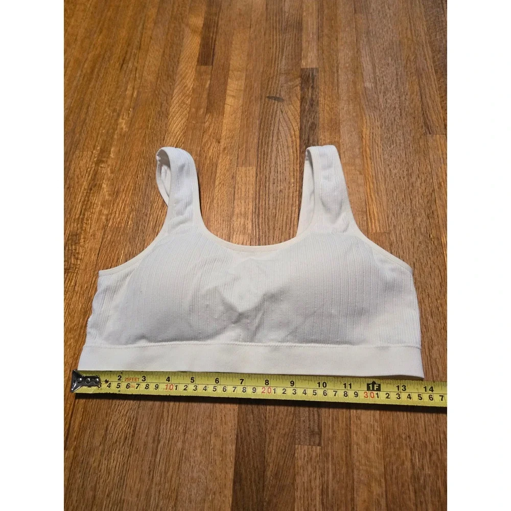 No Boundaries Women XL Cream White Ribbed Seamless Scoop Neck Wireless Bralette‎
